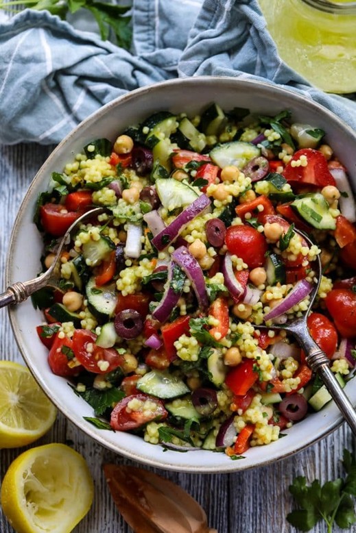 Picture of Couscous Salad with serving spoons
